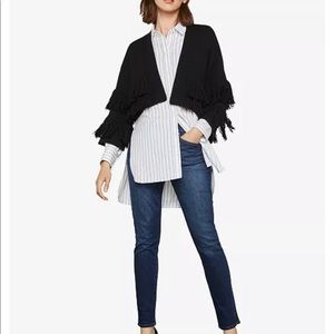 NWT SZ XS BCBGMAXAZRIA FRINGE TRIMMED CARDIGAN